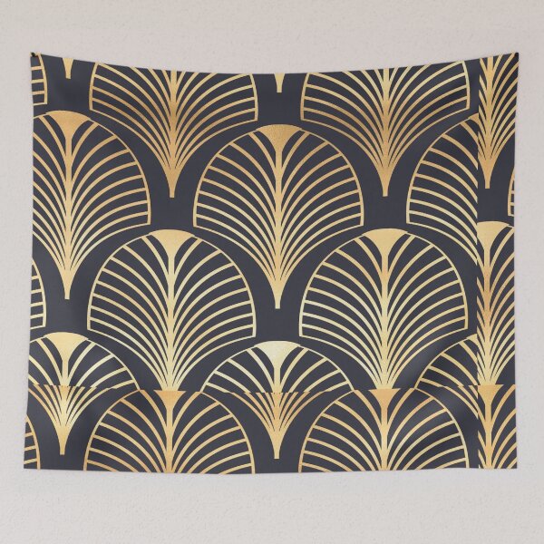 Item preview, Black and Gold Fan Duvet, and Pillow Covers. designed and sold by SacredsDesigns.