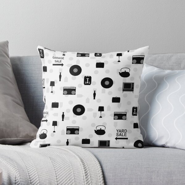 Garage Sale Pattern Throw Pillow