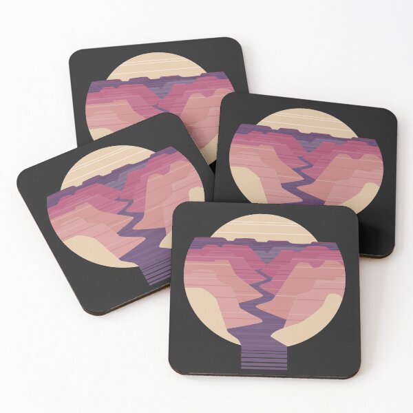 Item preview, The Sun Sets Behind Cliffs And Rivers Illustration designed and sold by whatsupcamper.