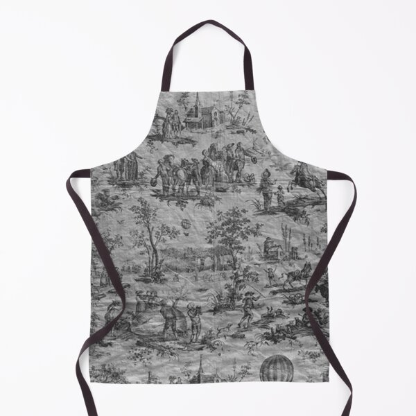 Item preview, Toile de Jouy 18th Century French Print: The Ballon of Gonesse Black and White Shows an Pastoral Scene in a Park in Paris France designed and sold by Zandria Kajewski.