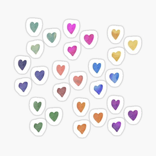Sticker seven glass hearts 