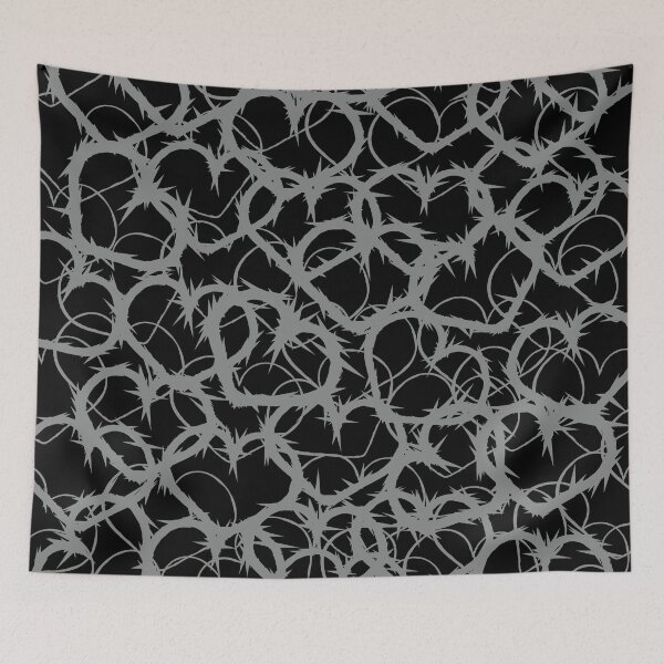 Item preview, Valentine's Love Black Grey Heart Jagged Razor Wire Abstract Pattern designed and sold by fingerbeans.