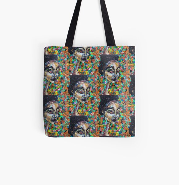 Abstract Colorful Portrait of Woman All Over Print Tote Bag