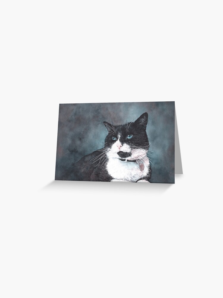 Carte De Vœux Daisy Le Chat Noir Et Blanc Par Motiblack Redbubble