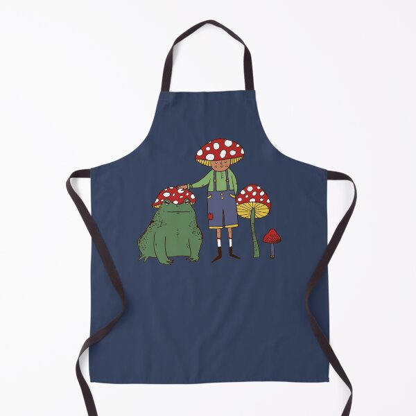 Aperçu de l'œuvre Mushroom Boy et sa grenouille FOND BLEU créée et vendue par cosmicmouse.