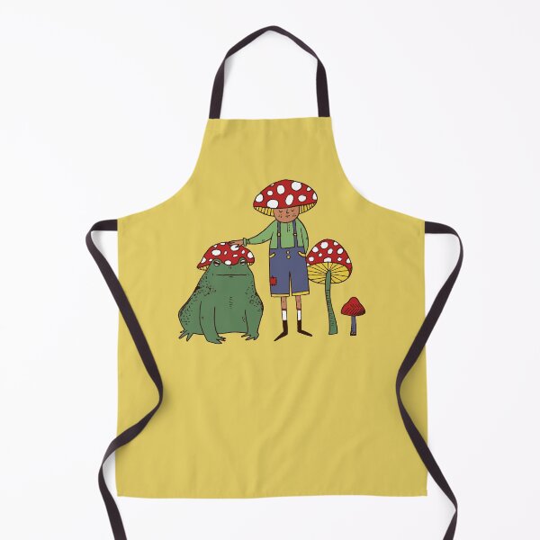 Aperçu de l'œuvre Mushroom Boy et sa grenouille FOND JAUNE créée et vendue par cosmicmouse.