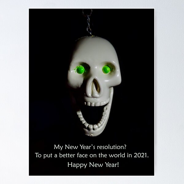 Item preview, Even Green-Eyed Skulls Make New Year's Resolutions designed and sold by MJH-Photo.