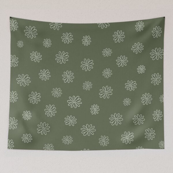 Item preview, beautiful simple flowers pattern fresh olive green  designed and sold by KLINESTORE.