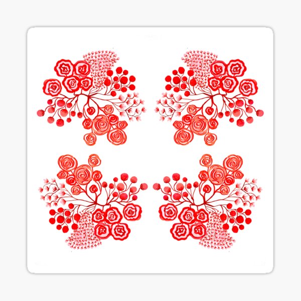 Flowery red & white pattern2 Sticker