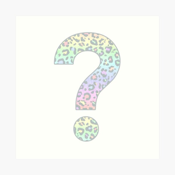 Lámina artística «El símbolo del signo de interrogación (?) - Monograma en  estampado de leopardo arcoíris pastel» de Bumblefuzzies | Redbubble