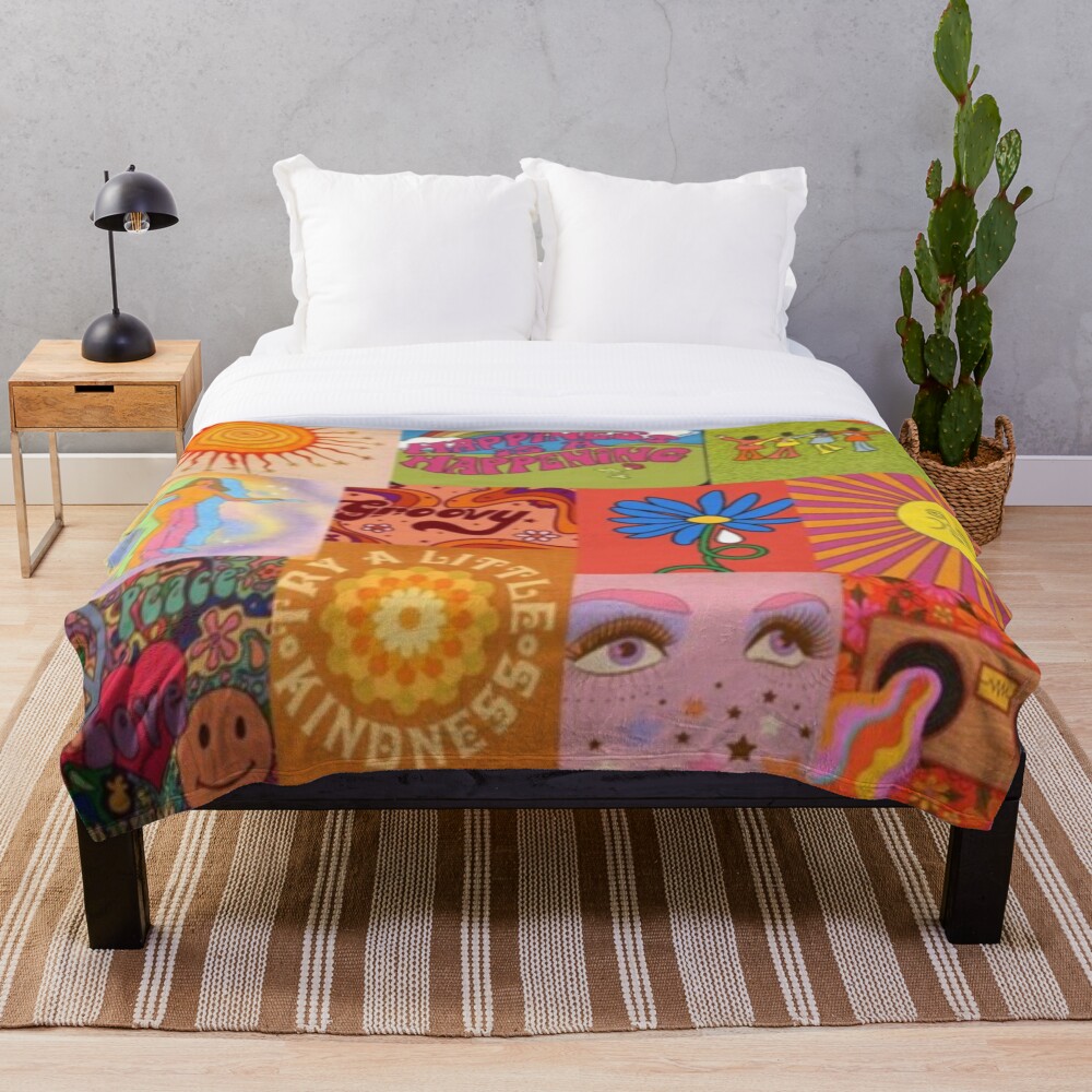 "indie hippie collage " Throw Blanket for Sale by Cindeele Redbubble
