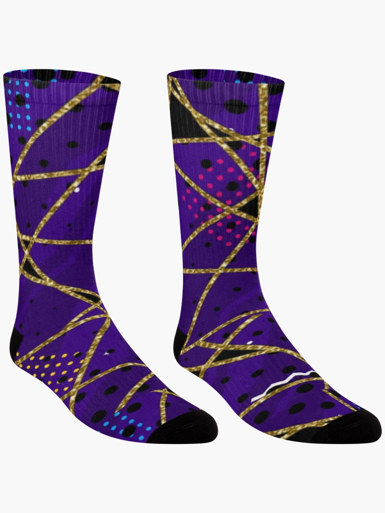 Thumbnail 3 of 5, Socks, Purple Gold Pattern designed and sold by R-FitDesign.