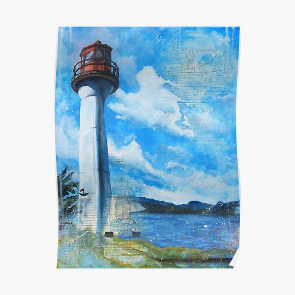 Mayne Island Cloud & Lighthouse (day) Poster