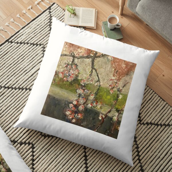 Painted Floral Floor Pillow