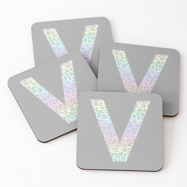 Item preview, The Letter V - Monogram in Pastel Rainbow Leopard Print designed and sold by Bumblefuzzies.
