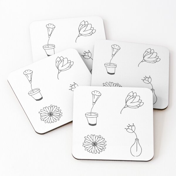 Item preview, ~ flower outline set of 4 ~ designed and sold by grapehateswine.