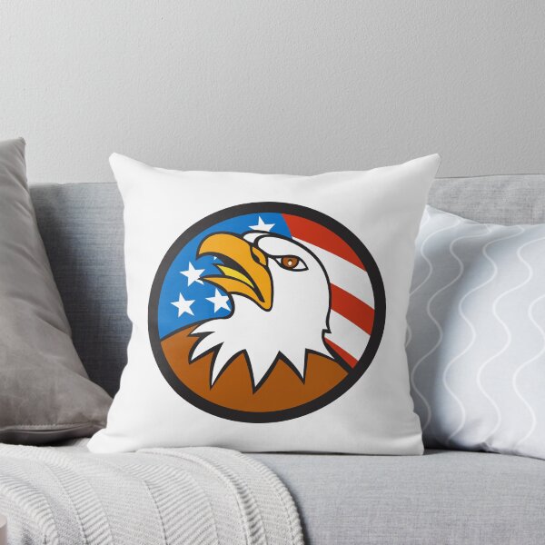 Item preview, American Bald Eagle Head Looking Up Flag Circle Cartoon designed and sold by patrimonio.