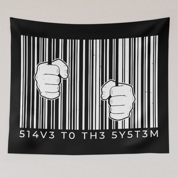 Item preview, Slave To The System Jail Barcode designed and sold by TeesByMark.