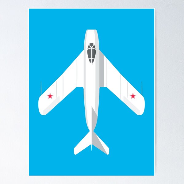 Aperçu de l'œuvre Avion de chasse soviétique MiG-17 Fresco - Cyan créée et vendue par VoodooCircus.