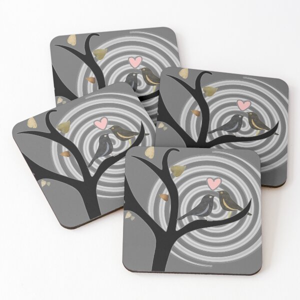 Item preview, Love is in the air with this pair of simple valentine birds in the slate grey night sky designed and sold by Caroline Laursen.