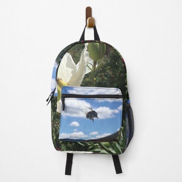 Item preview, Summering Bumblebees Hover Over White Poppy Gardens designed and sold by RoseAromas.