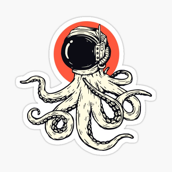 Astronaut Octopus - Vintage Sticker
