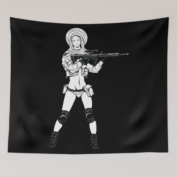 Item preview, Virgin Mary with machine gun. designed and sold by emphatic.
