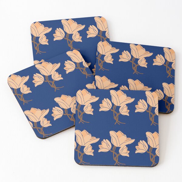 Item preview, Peach And Blue Royal Flower Pattern designed and sold by ArtIsSixthSense.