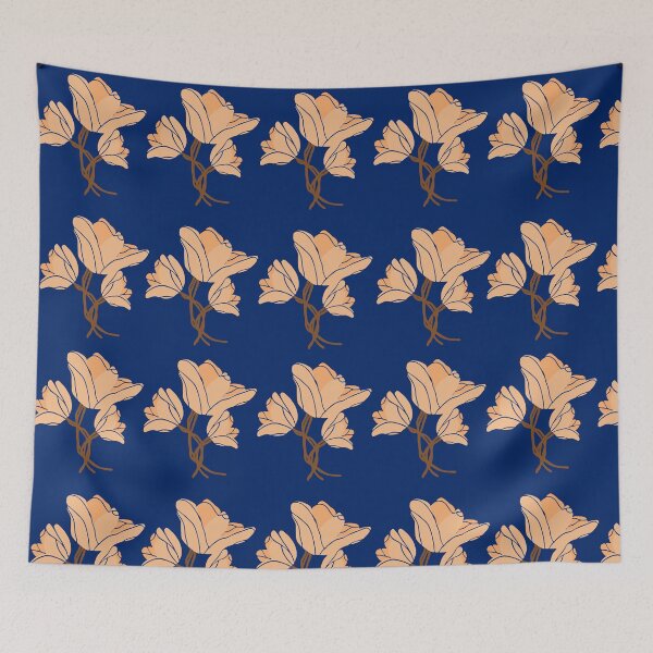 Item preview, Peach And Blue Royal Flower Pattern designed and sold by ArtIsSixthSense.