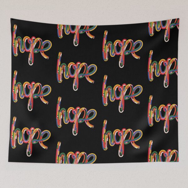 Item preview, HOPE multicolored strings illustration on Black background designed and sold by Arko  Ranger.