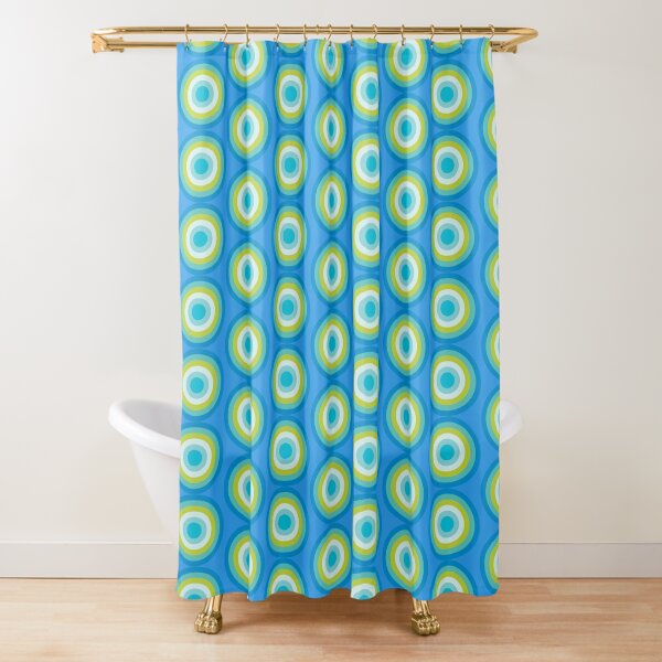 Item preview, Mid-century modern art blue circles designed and sold by Ikonolexiart.