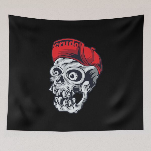 Item preview, Red Cap Crudo Skater Skateboarder Skull designed and sold by CrudoMerch.