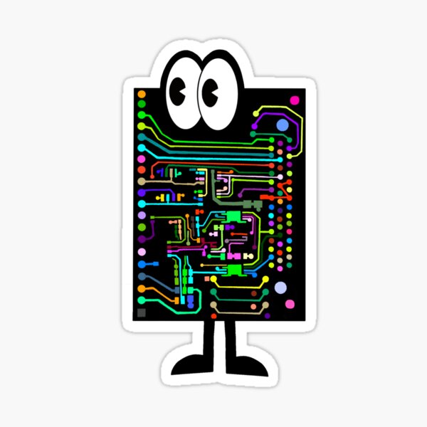 "cartoon printed circuit board" Sticker for Sale by hannahxxjoy | Redbubble