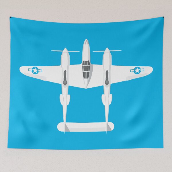 Item preview, P-38 WWII Fighter Aircraft - Cyan designed and sold by VoodooCircus.