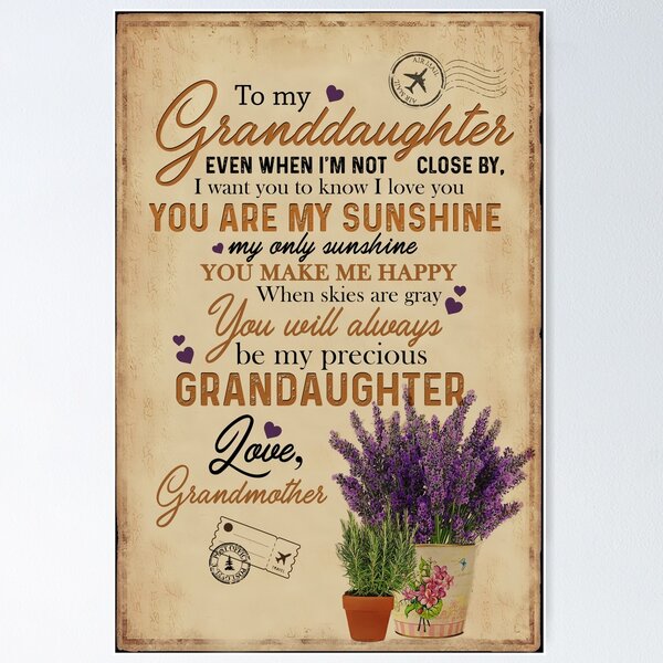 Item preview, Grandma to Granddaughter - You Are My Sunshine - Poster designed and sold by JanArt65.