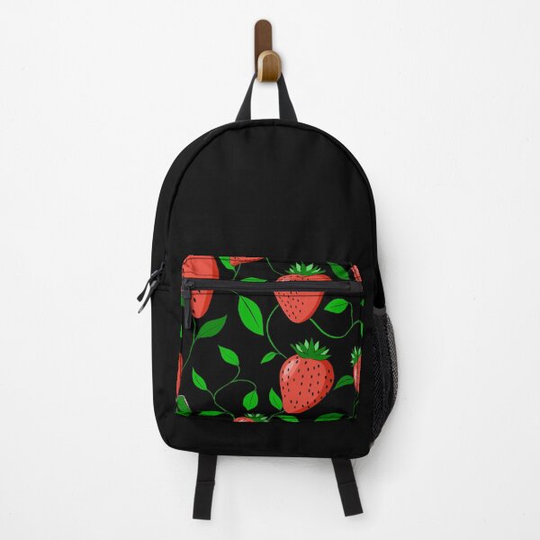 Item preview, Sweet Strawberry tangled with leaves and vines Black Summer Fruits Design designed and sold by SemDesigns1.