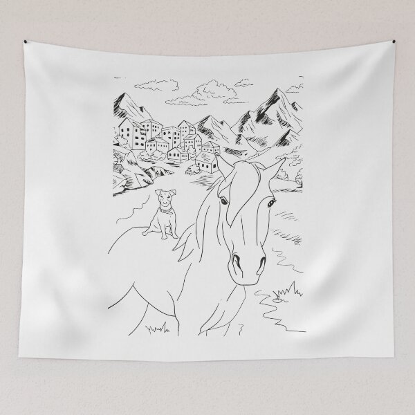 Item preview, Horse with dog on his back designed and sold by lotushaza.