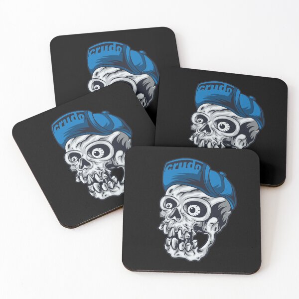 Item preview, Blue Cap Crudo Skater Skateboarder Skull designed and sold by CrudoMerch.