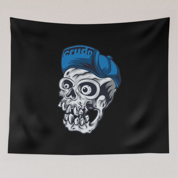 Item preview, Blue Cap Crudo Skater Skateboarder Skull designed and sold by CrudoMerch.