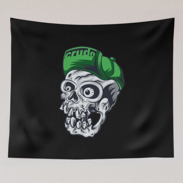 Item preview, Green Cap Crudo Skater Skateboarder Skull designed and sold by CrudoMerch.