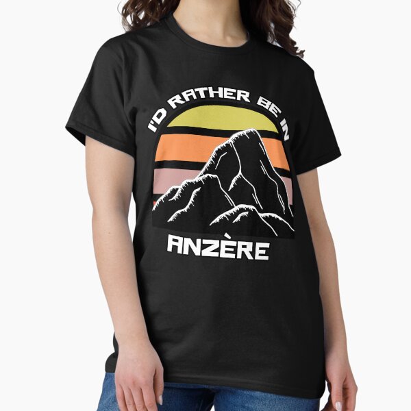 I'd Rather Be In Anzère Switzerland Vintage Sunset Ski Mountain Classic T-Shirt