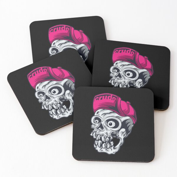 Item preview, Hot Pink Cap Crudo Skater Skateboarder Skull designed and sold by CrudoMerch.