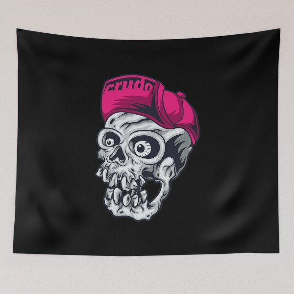 Item preview, Hot Pink Cap Crudo Skater Skateboarder Skull designed and sold by CrudoMerch.