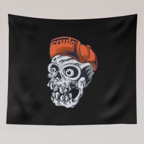 Item preview, Orange Cap Crudo Skater Skateboarder Skull designed and sold by CrudoMerch.