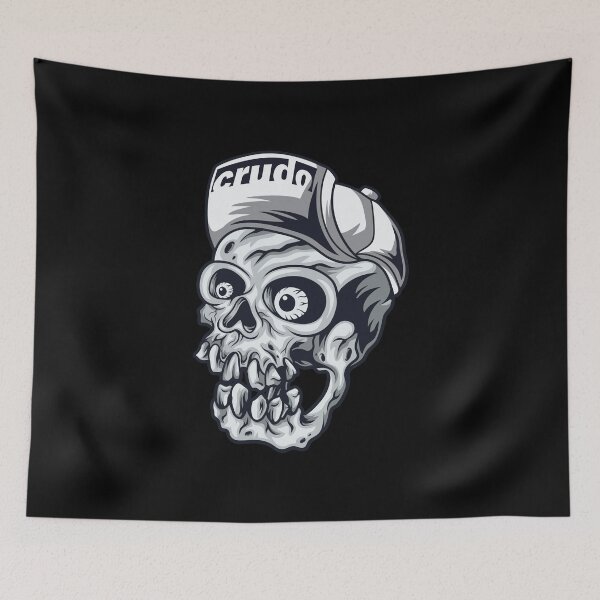 Item preview, White Cap Crudo Skater Skateboarder Skull designed and sold by CrudoMerch.