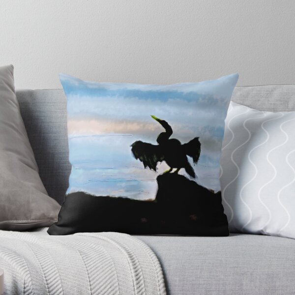 Darter - silhouette Throw Pillow