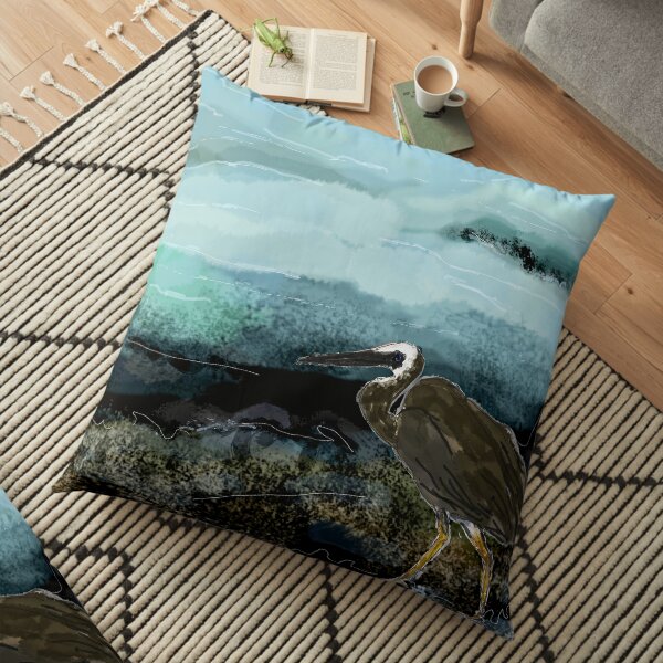 Heron - night Floor Pillow