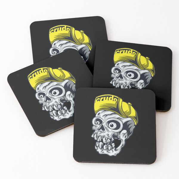 Item preview, Yellow Cap Crudo Skater Skateboarder Skull designed and sold by CrudoMerch.