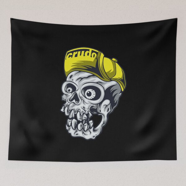 Item preview, Yellow Cap Crudo Skater Skateboarder Skull designed and sold by CrudoMerch.