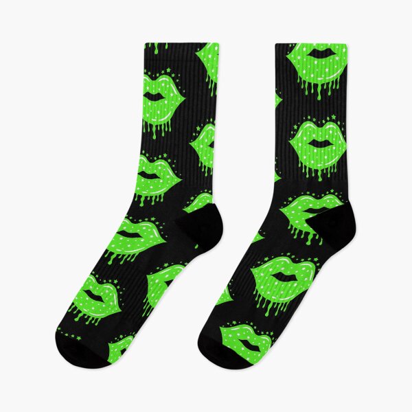 Item preview, Dripping Lips Sparkle Stars Green Color designed and sold by MisPuHoney.